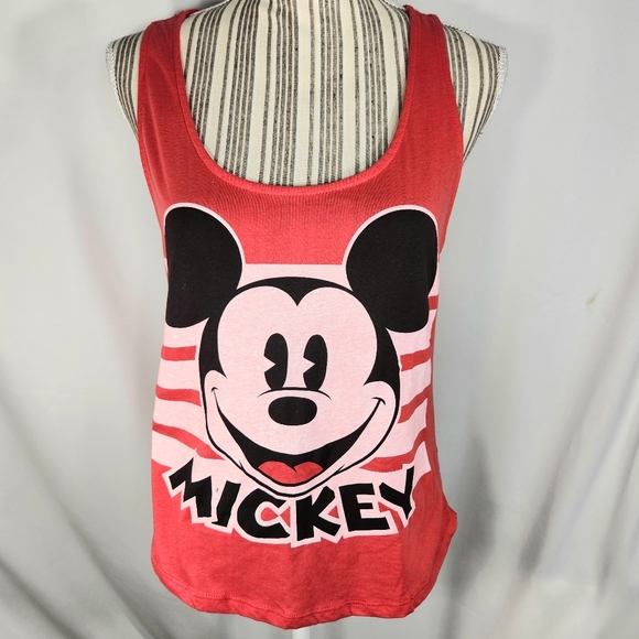 Disney Mickey Mouse Red Floral Lace Back Sleeveless Tank Top Size Medium (7-9) - Picture 1 of 9